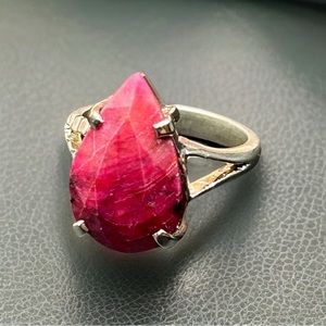 Genuine ruby ring size 4.5, 0.925 Sterling silver; rare size; small, petite
